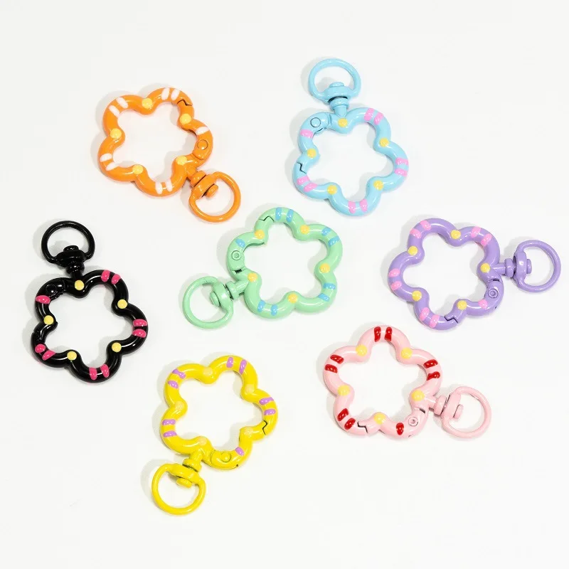 5 stücke Metall Blume Form Frühling Verschluss Haken Stecker Schlüsselbund Für DIY Schlüssel Ketten Ring Schmuck Machen Liefert Zubehör Handwerk – Detail 4