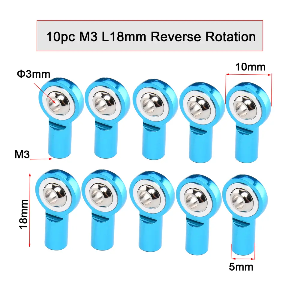 10PCS Aluminum Alloy M3 Link Rod End Ball L18mm/20mm/26mm Metal Rod End Ball For Rc Boat Airplane RC Crawler Car Truck Buggy image 22