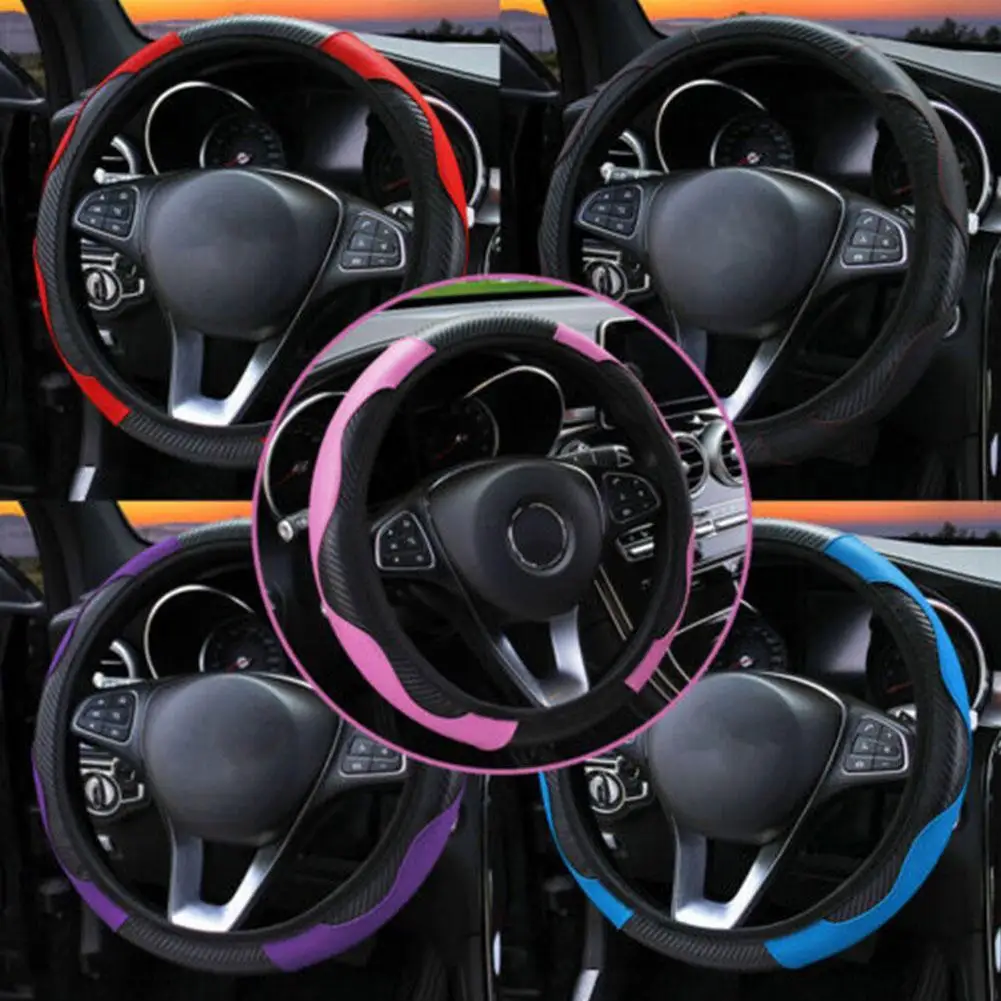 LQTENLEO Cubierta De Cuero Artificial Para Volante De Coche, Protector
