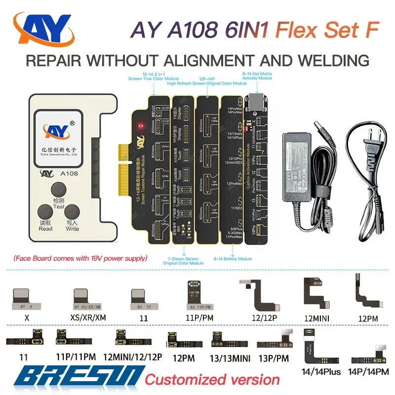 AY A108 프로그래머 아이폰 X-14ProMax 도트 매트릭스 프로젝터, 트루 톤 배터리, 건강 데이터 변경, 카메라 수리 팝업 창