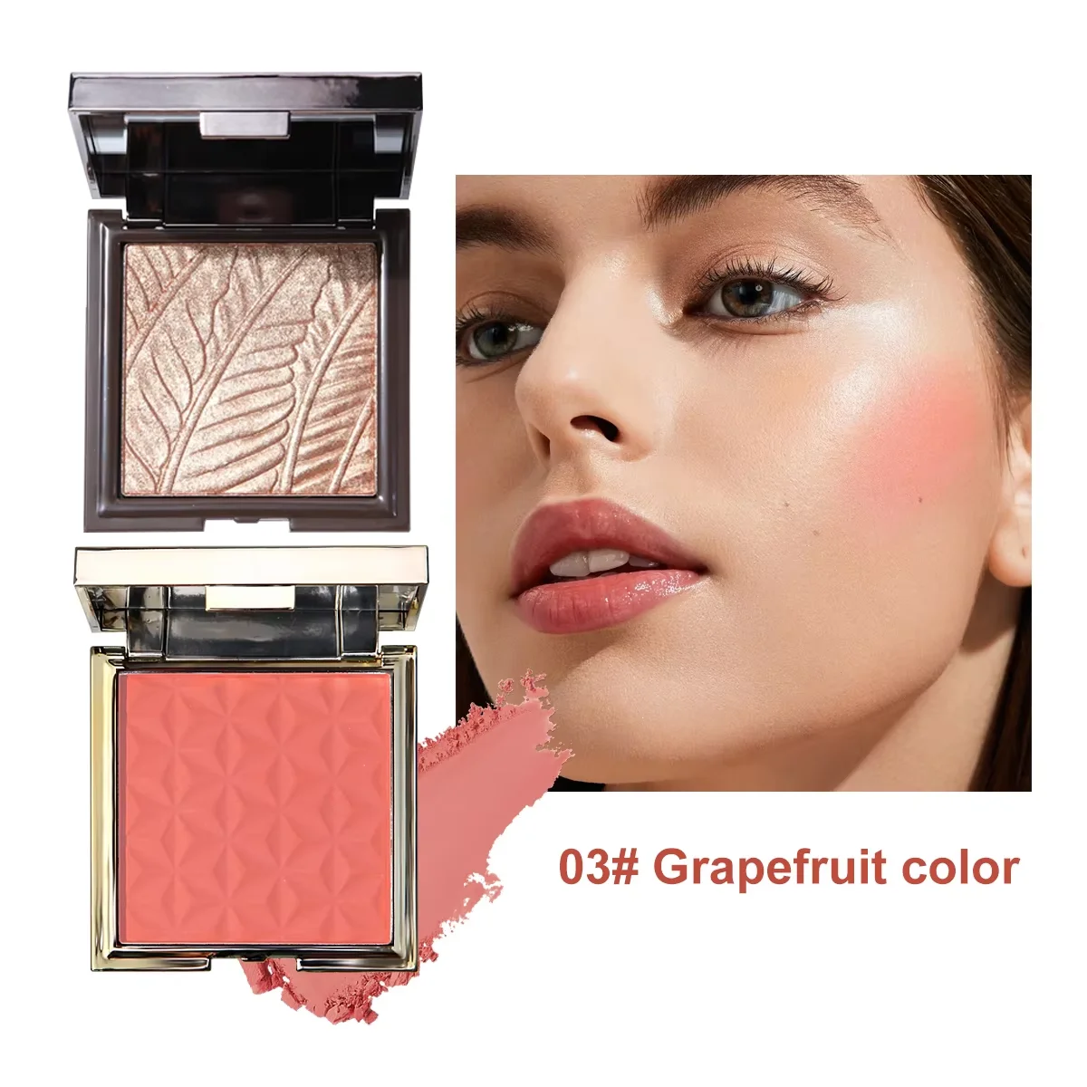 Antique bronze gold highlights powder blusher red disk persistent color rendering three-dimensional highlights