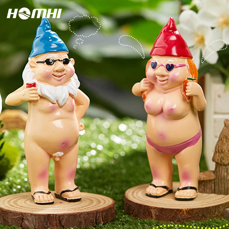 Fairy Garden Gnomes Naughty Funny Nude Gnome Miniature Statue Christmas Gift NEW 