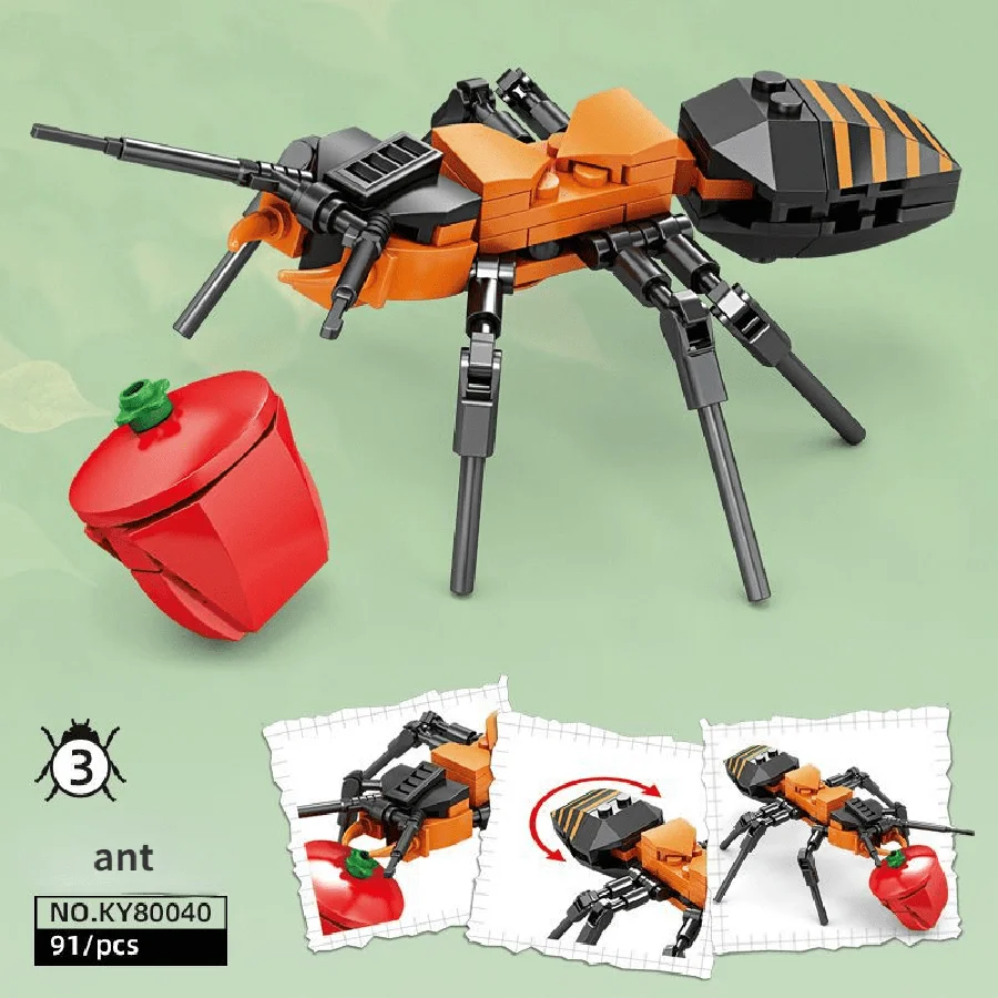 Orchid Mantis Building Blocks: Small Insect Collection Toy Set