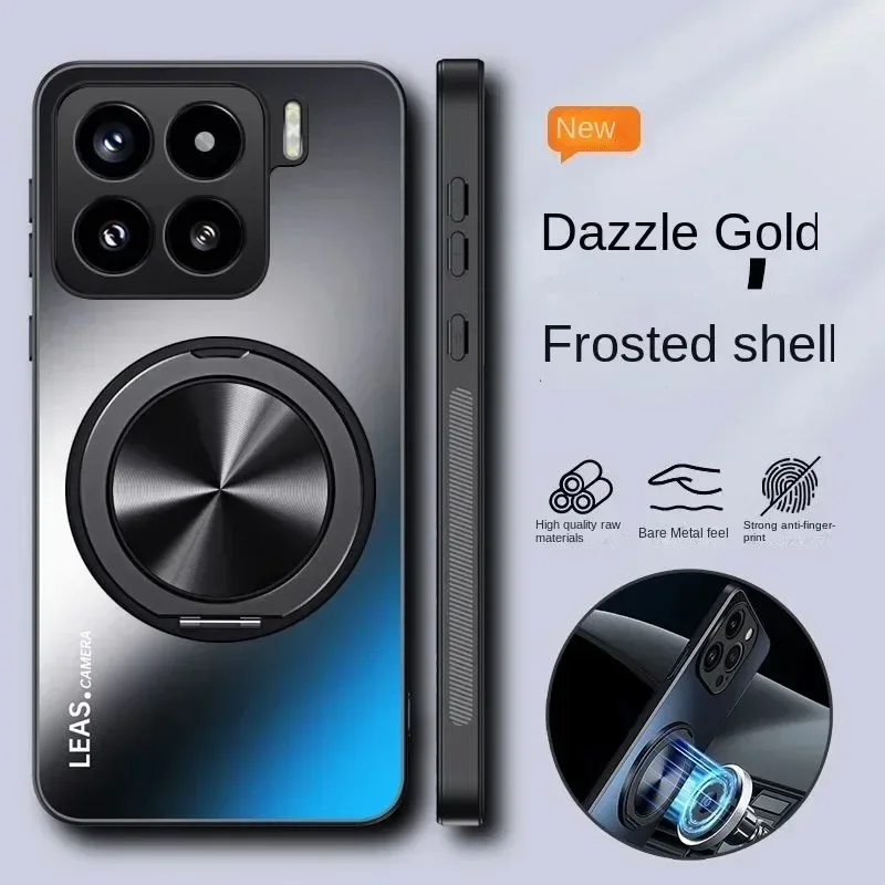 Matte Armor-Hülle für Xiaomi 17T 15T 15 15S 14T/13T/12T Pro mit Magnetring-Ständer und Autohalterung, Stoßfeste Hartschale