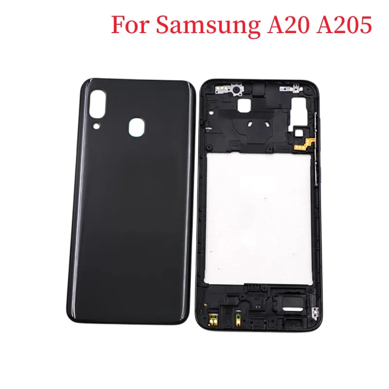 

Корпус для Samsung Galaxy A20, A205, A205F, A205DS, средняя рамка, пластиковый чехол для A20, задняя крышка аккумулятора, задняя крышка, замена