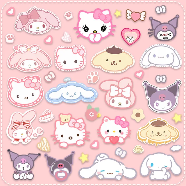 Cute Sanrio Cinnamoroll Kuromi My Melody Sticker Bag Hand Account Notebook  Water Cup Personality Waterproof Decorative Sticker - Sticker - AliExpress