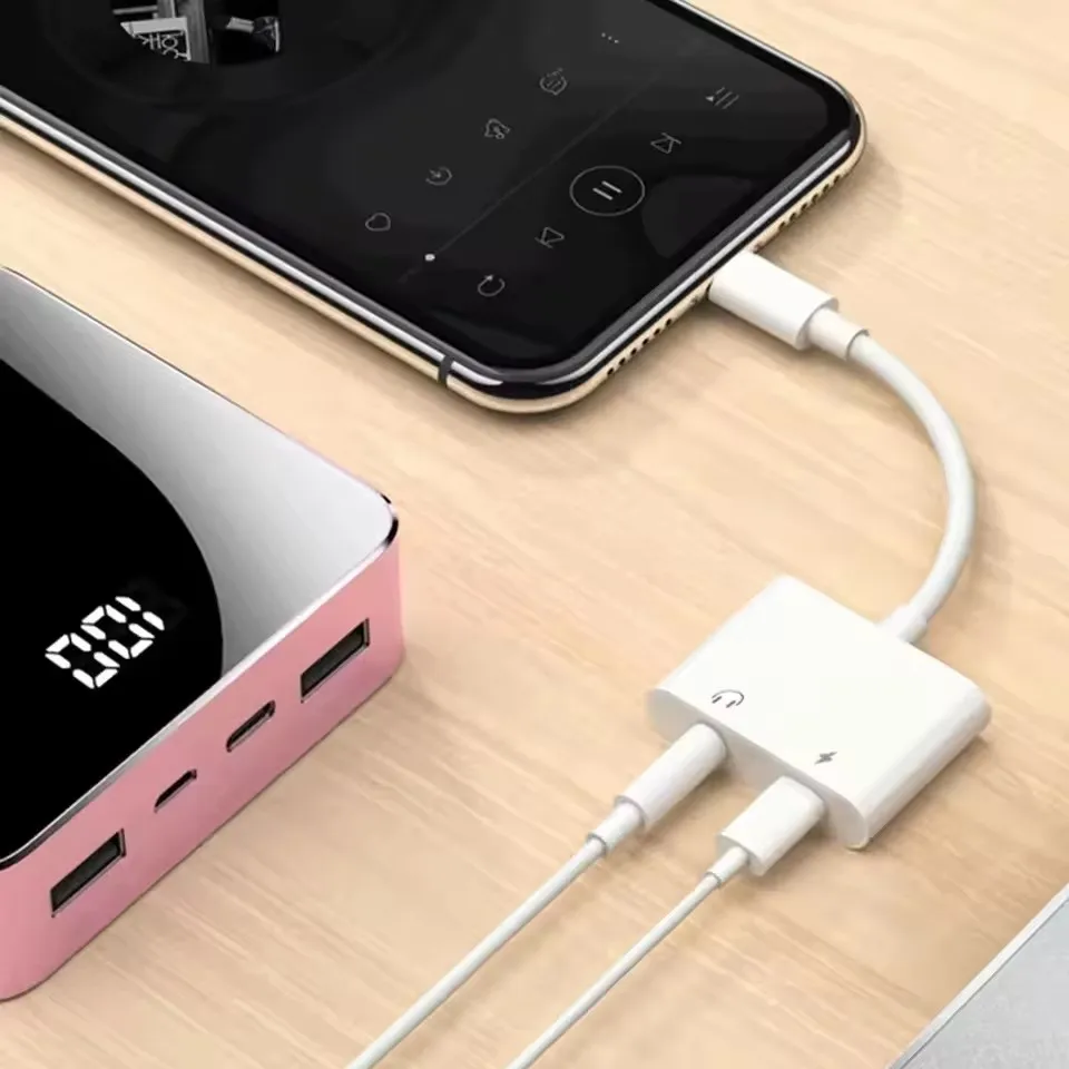 아이폰 X XS 11 12 13 14 Pro Max XR 헤드폰용 2 in 1 iOS 3.5mm 잭 오디오 충전 어댑터, 오디오 케이블 커넥터 분배기