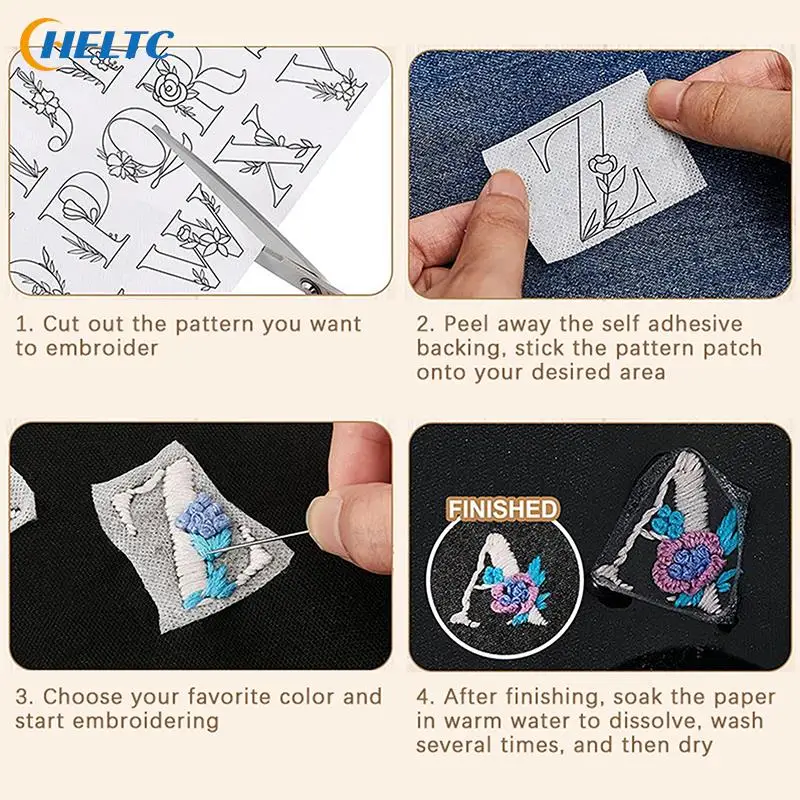 2/4pc Water Soluble Stabilizer Embroidery Stick And Stitch Embroidery Paper Tear Away Embroidery Stabilizers With Flower Pattern