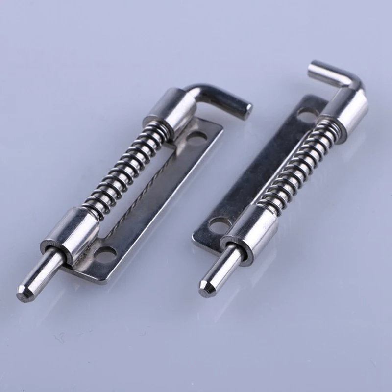 1Pc 304 Stainless Steel Latch Spring Door Safety Lock Long Silver Latch Sliding Lock Hasp