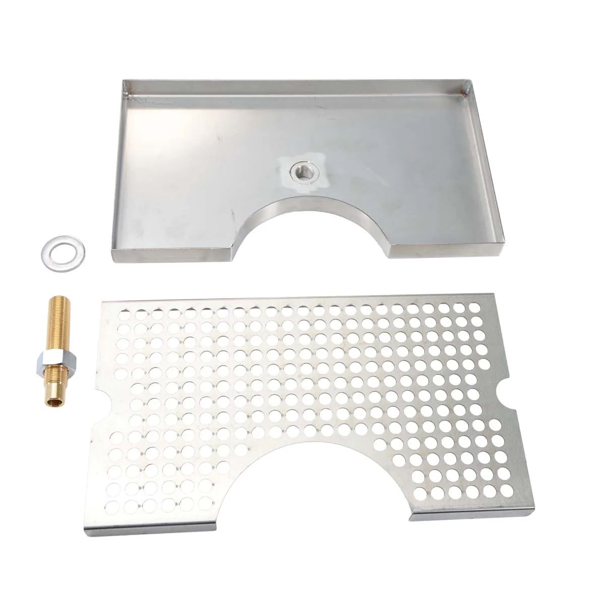 3" Column Cut-Out Surface Mount Drip Tray with Drain, 304 Stainless Steel 12"L x 7"W x 3/4"H, Beer Drip Tray, Kegging Equipment