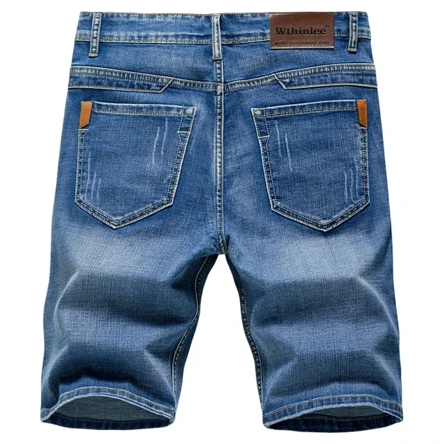 2025 Summer New Men's Denim Shorts Classic Black Blue Thin Section Fashion Slim Business Casual Jeans Shorts Male Brand 5