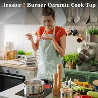 2 Burner Electric - 12 Inch Plug in Portable 110V Electric Cook Top, Built-in & Ceramic Stove Top with Knob Control, 9 Power Lev 2