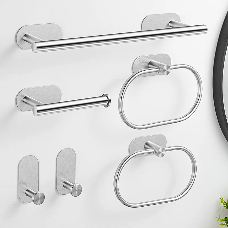 Toilet Paper Holder Towel Hook Bathroom Hardware Set Bathroom Hardware Accessories Shower Rod Storage Rack Bathroom Hardware Set No Drilling