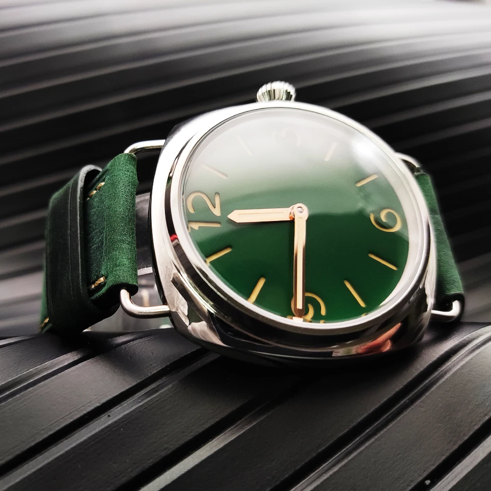 Manual Mechanical 45mm Green No Logo Dial 17Jewels 6497 Manual Winding