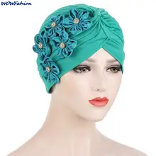 

Diamond Folds Flower Muslim Turban Scarf Women Islamic Inner Hijab Caps Arab Wrap Head Femme Musulman Turbante Mujer