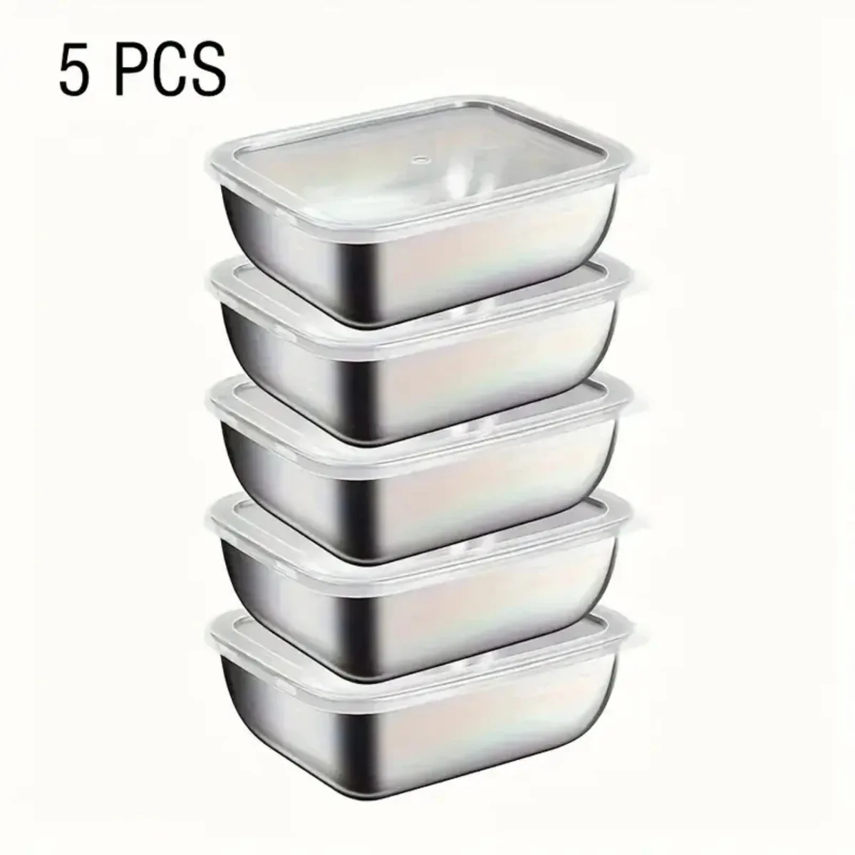 Stackable Stainless Steel Lunch Box Set - 5-Piece Food Storage Containers for Meal Prep, Kitchen, and Travel