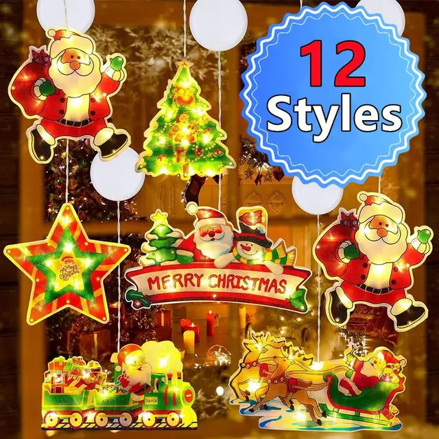 Light Up Your Christmas with the 12 Styles Christmas Lamp Window Hanging Lamp