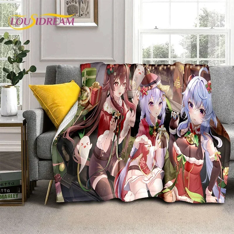 3D Cute Genshin Impact Cartoon Game Soft Flannel Blanket for Beds Bedroom Sofa Picnic,Throw Blanket for Outdoor Leisure Nap Gift 6
