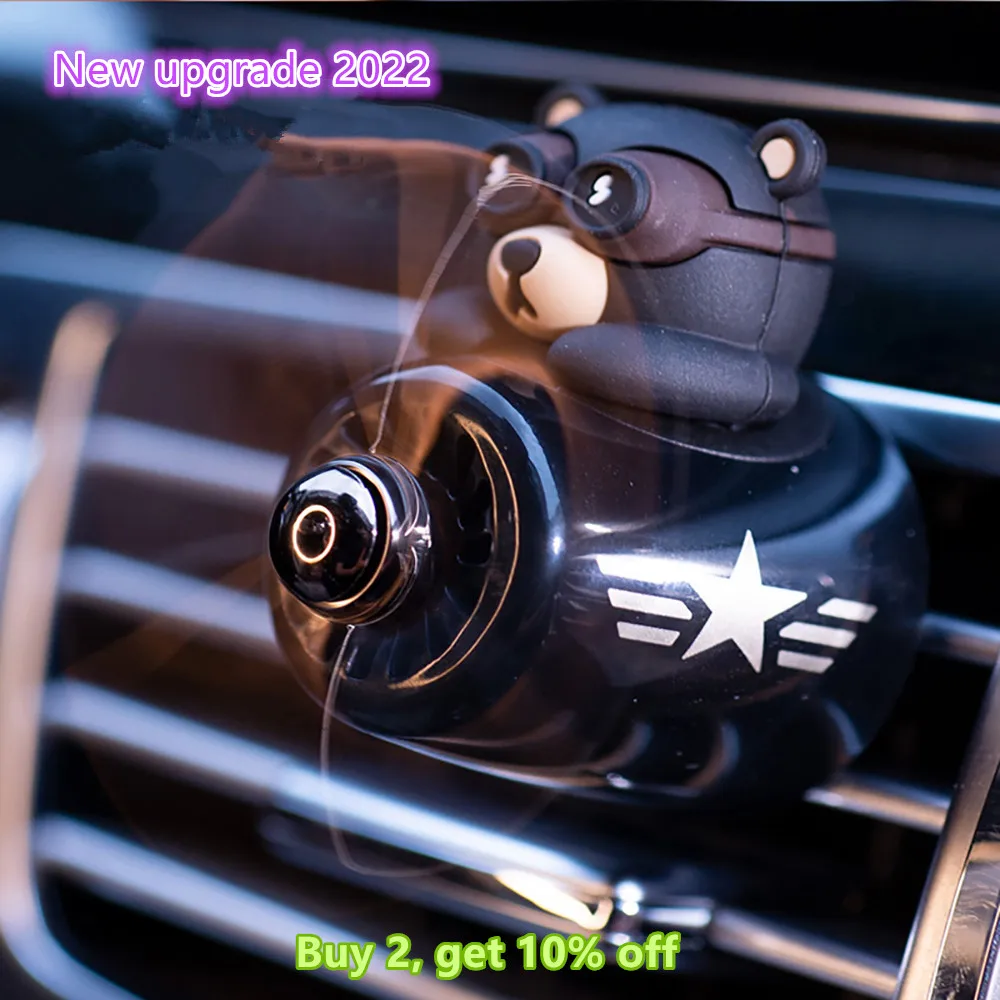 Deodorante Per Auto Simpatico Cartone Animato A Forma Di Sfiato Diffusore Di Profumo Orso Pilota Rotante Elica Clip Di Profumo Accessori Interni Per A