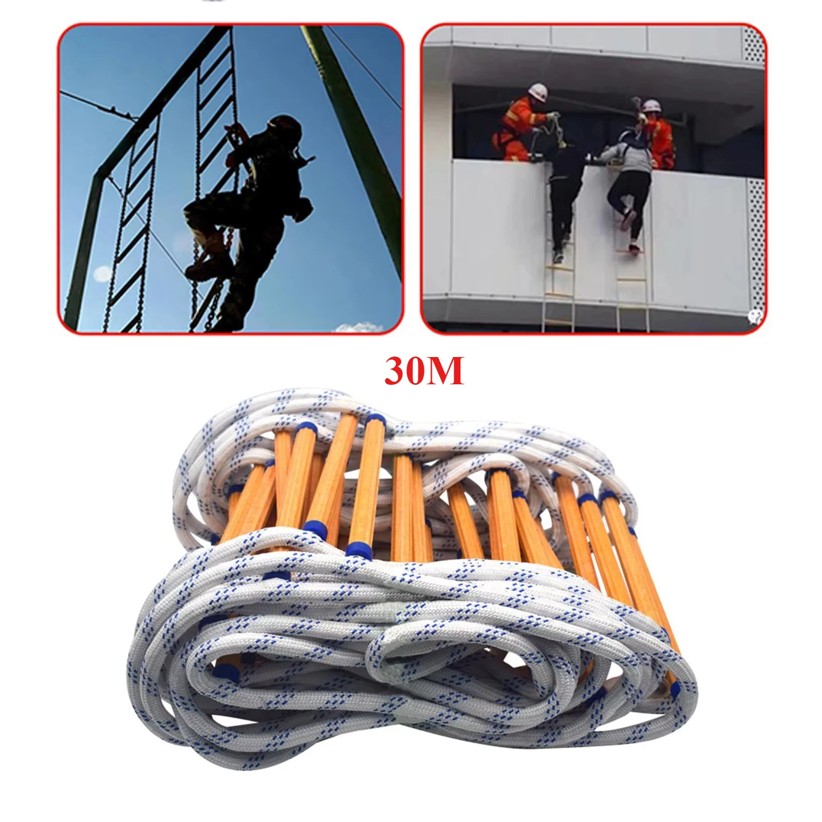 30m Escape Ladder Soft Rope Lightweight Kids Adults Flame Resistant