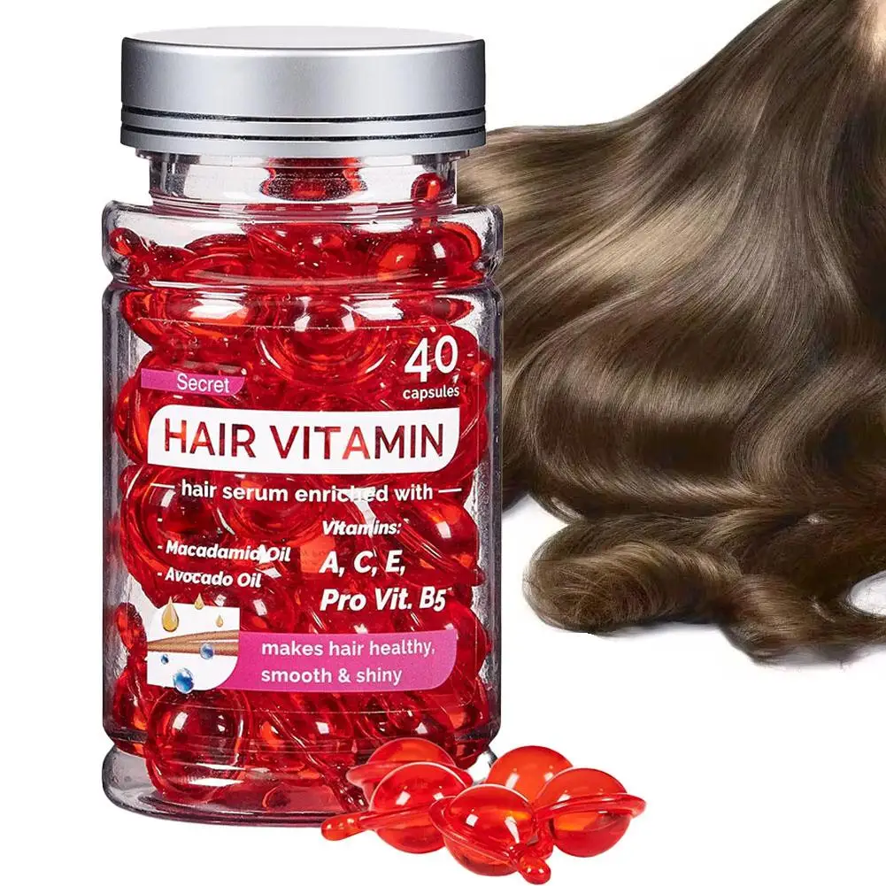 40 capsules Red Hair Vitamin Capsule Keratin Oil Repair Curly Hair Damage Essential Oil Silky Smooth