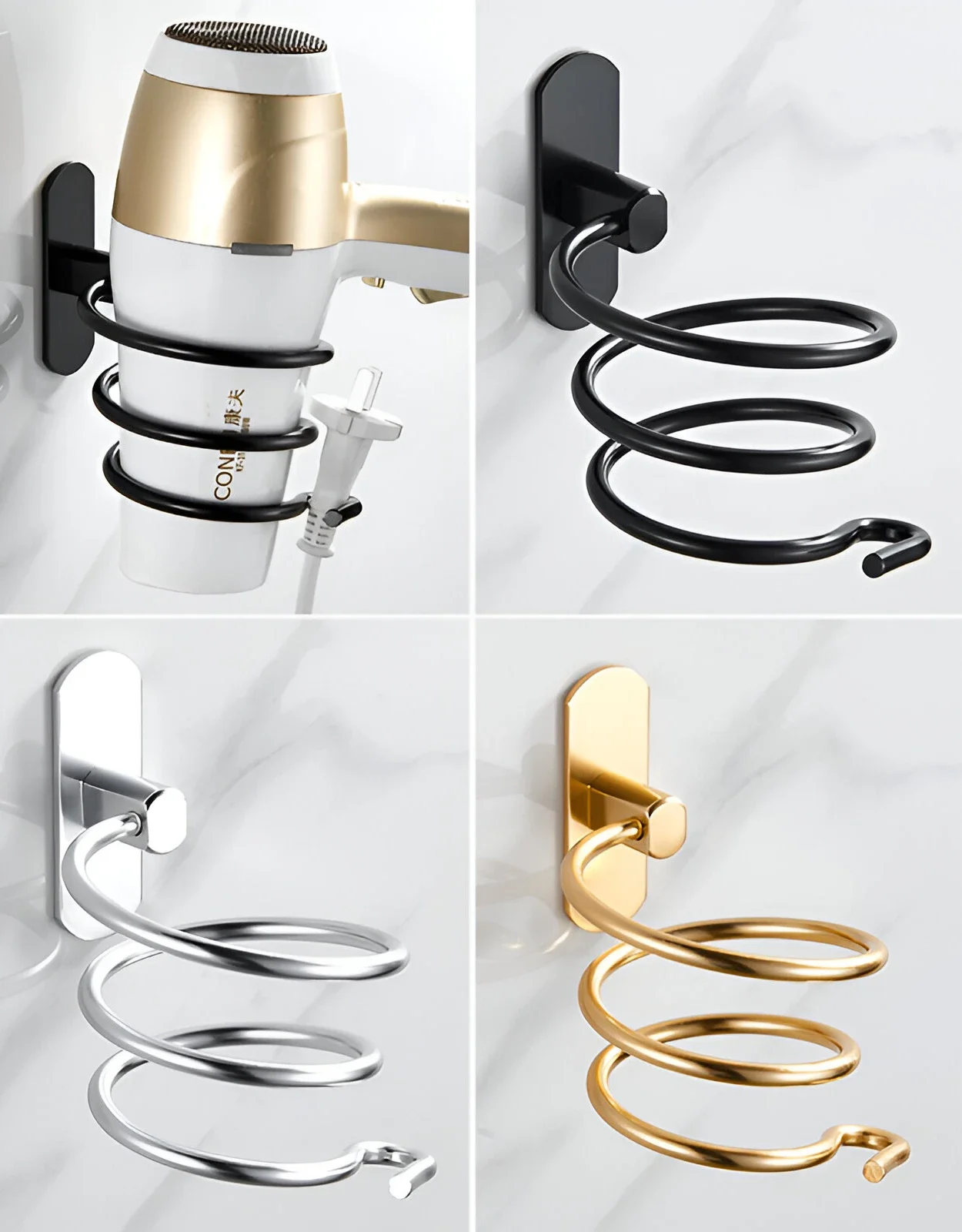 Wall mounted hair dryer bracket without punching hair dryer rack Bathroom bathroom storage rack Hair holder