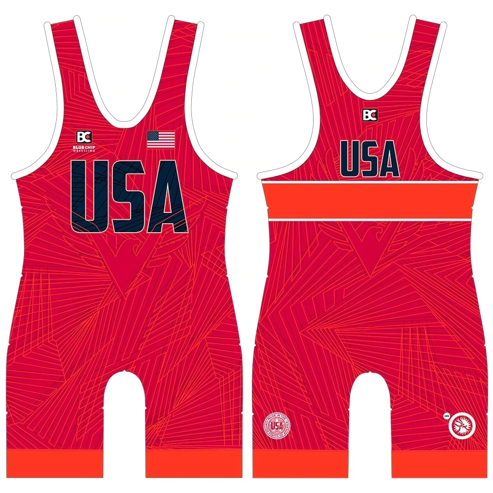 

2022 Champion Team Bc Usa Men Wrestling Singlets Suit Boxing One-piece Weightlifting Bodybuilding Gym Sport Fitness Run Clothing