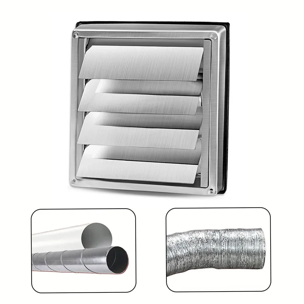 1SET 4/5/6inch Stainless Steel Gravity Grille Duct Vent Cover Non-Return Louver 100/125/150mm Home Improvement Accessories grille duct vent cover