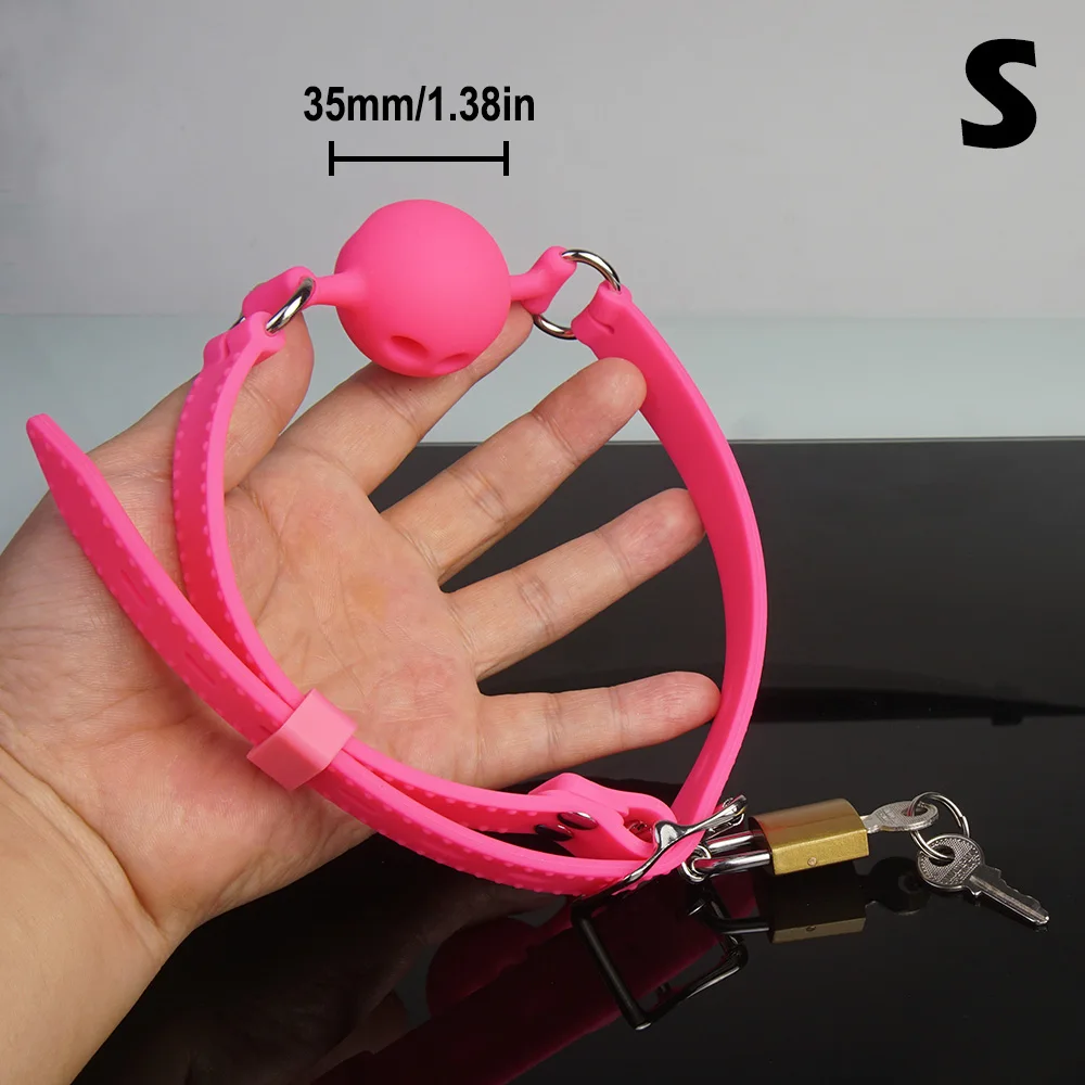 Breathable Ball Gag Locking,BDSM Silicone Mouth Gags,Sex Toys for Couples,Bondage Restraints,Role Play,Adult Games