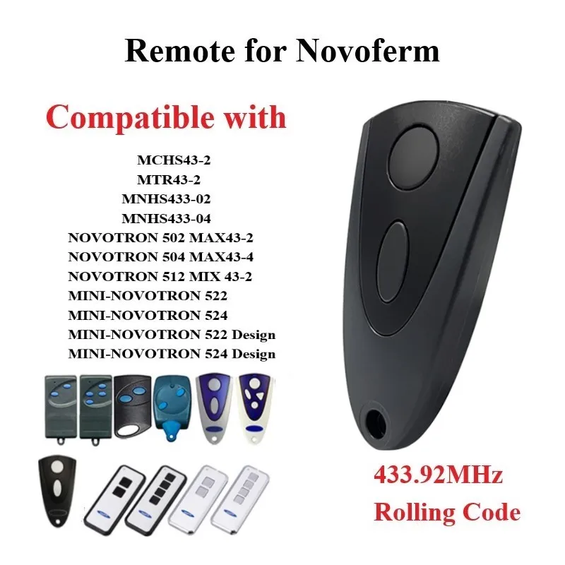 

NEW NOVOFERM NOVOTRON 502 512 522 524 Remote Control HS43-2 302 304 MTR43-2 MCHS43-2 MNHS4 Garage Door 433.92MHz Rolling Code