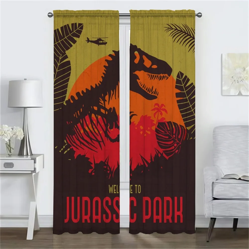 Jurassics Parks Tulle for Bedroom Home Interior Curtains for Living Room Partition Blackout Curtain Halloween Decoration Shades 2