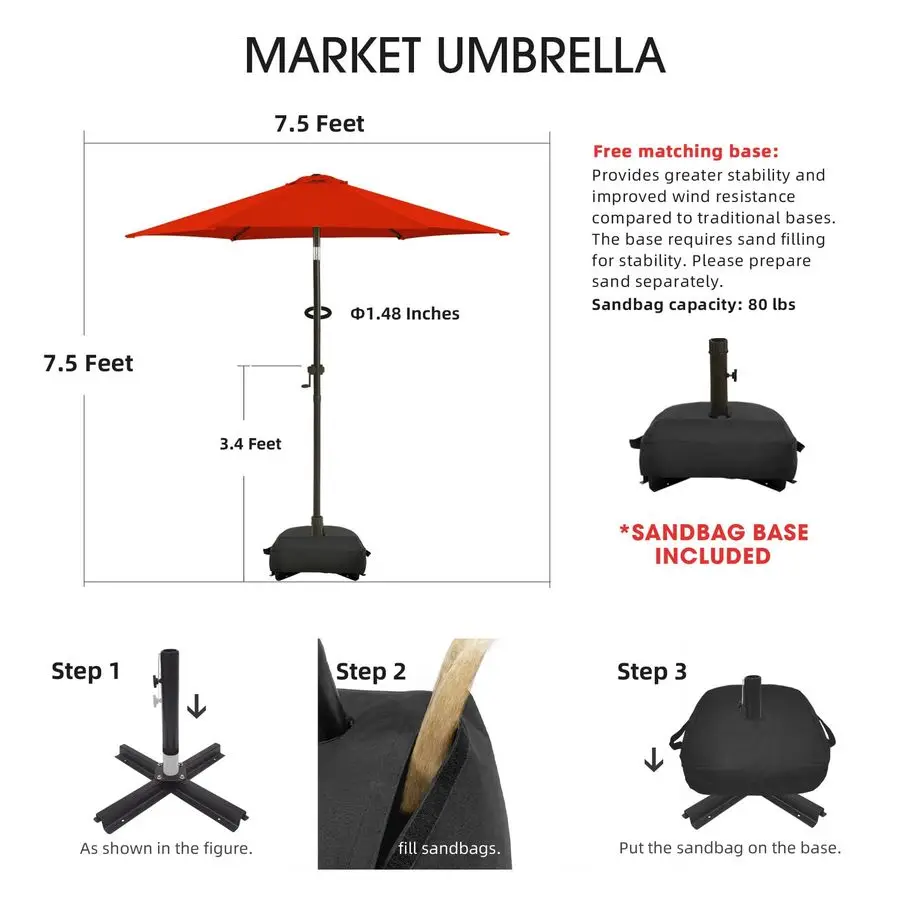 7.5FT Patio Umbrella 2