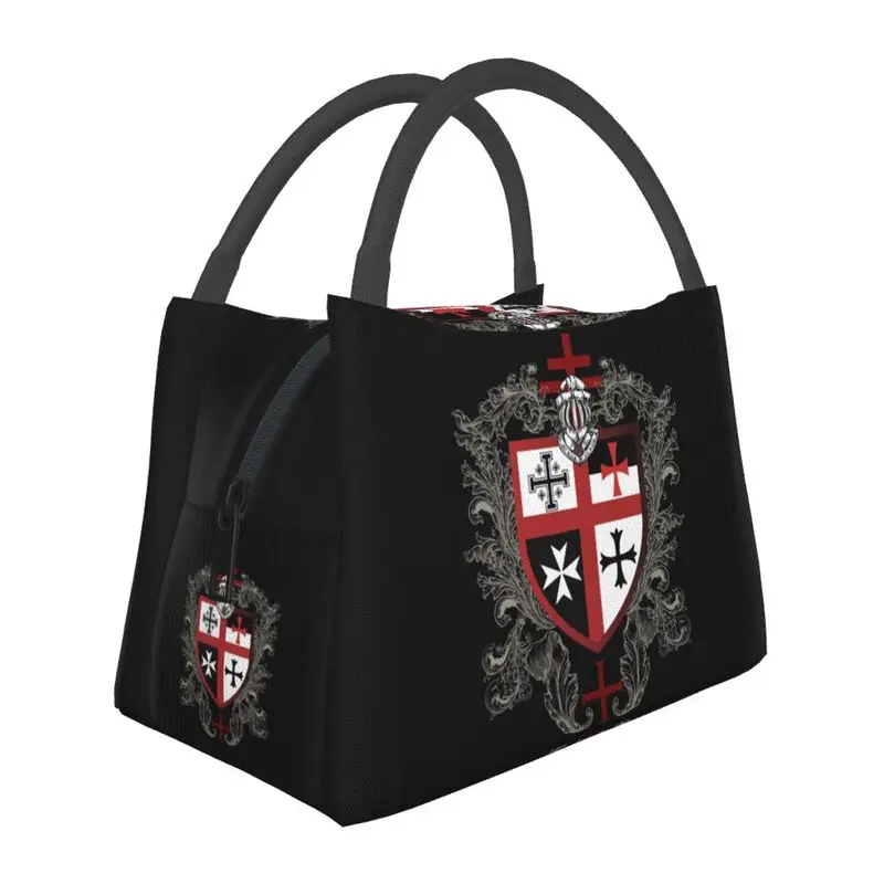 

Knights Templar Cross Shield Symbol Lunch Bag Emblem Secret Order Cooler Warm Insulated Lunch Boxes for Work Pinic or Travel