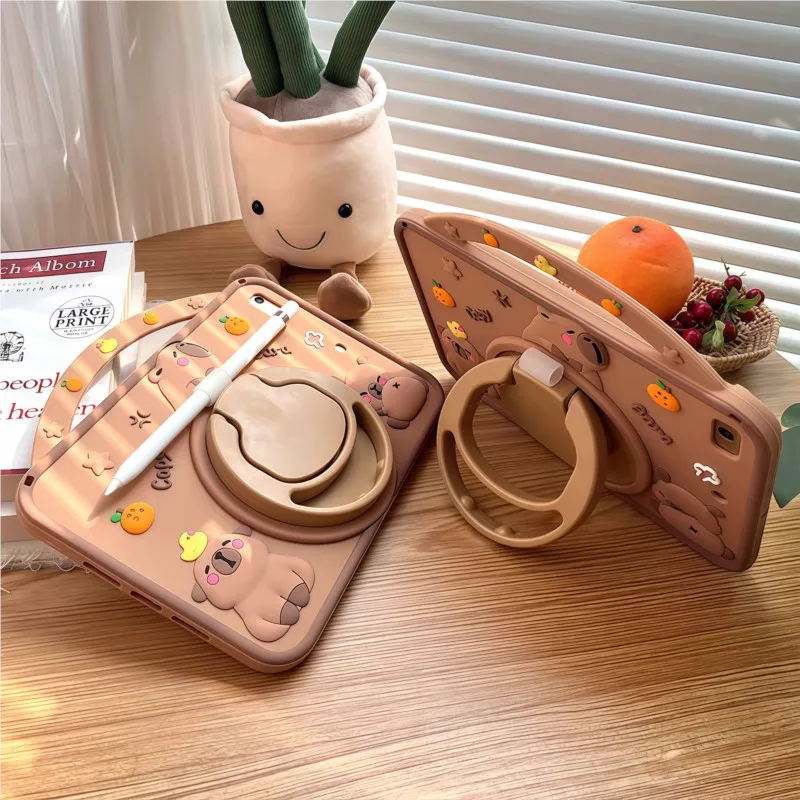 Cute Cartoon Capybara Silicone Tablet Protective Case