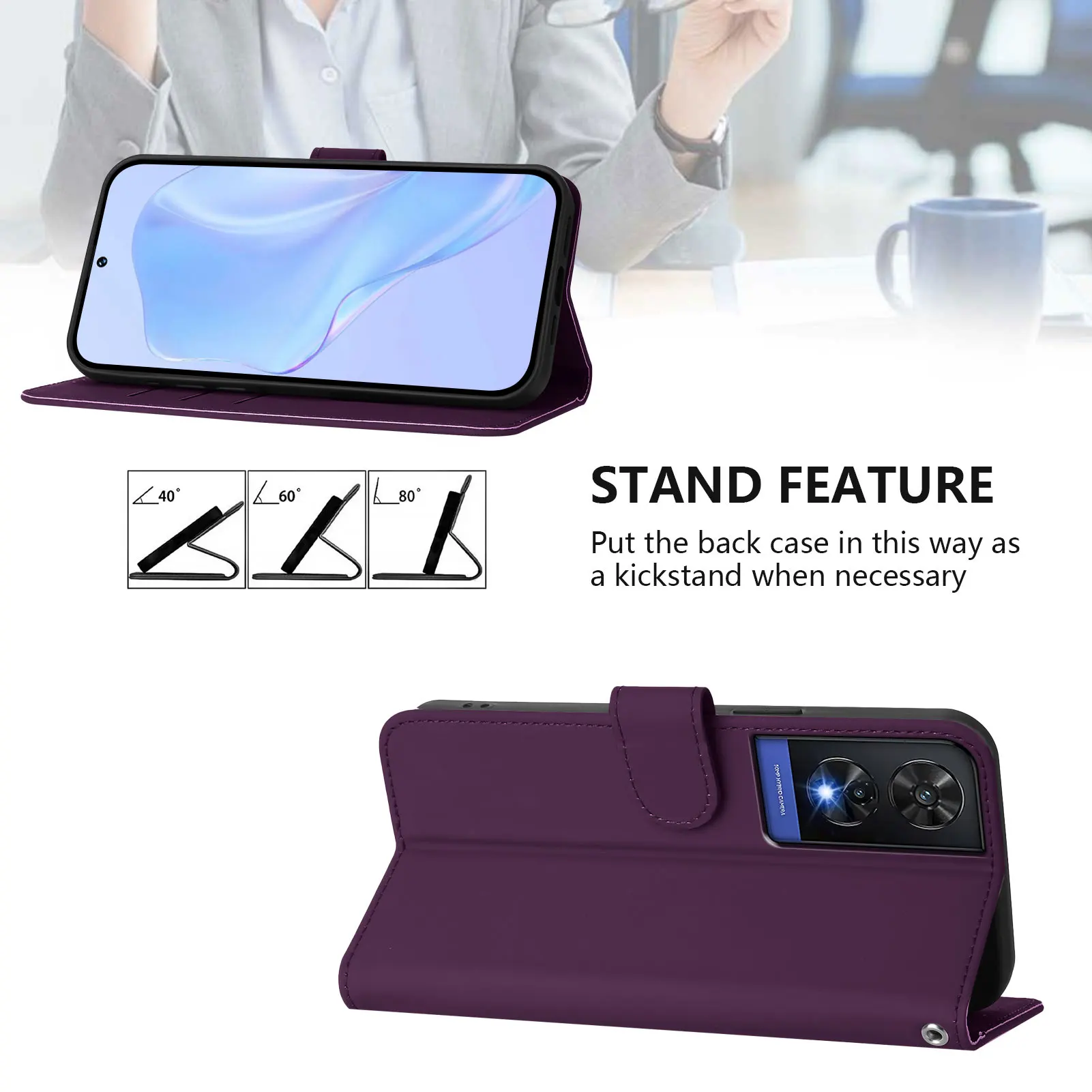 Premium Wallet Flip Cover Phone Case with Lanyard and Magnetic Buckle