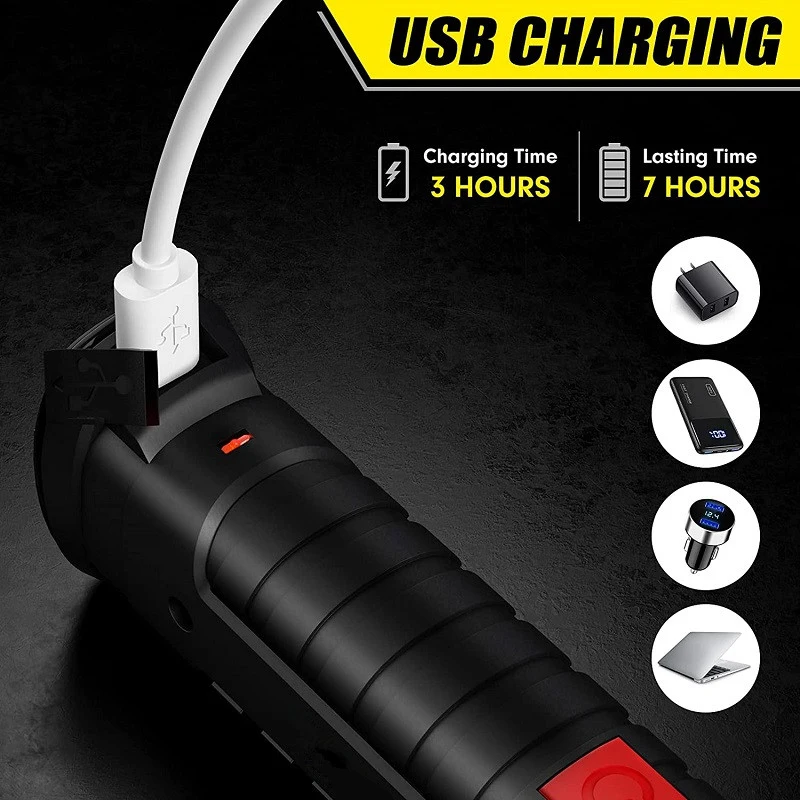 LED Work Light Portable Magnetic Base Flashlight Foldable Inspection Light Super Bright Emergency USB Rechargeable Torch portable flashlight portable work lights portable work light