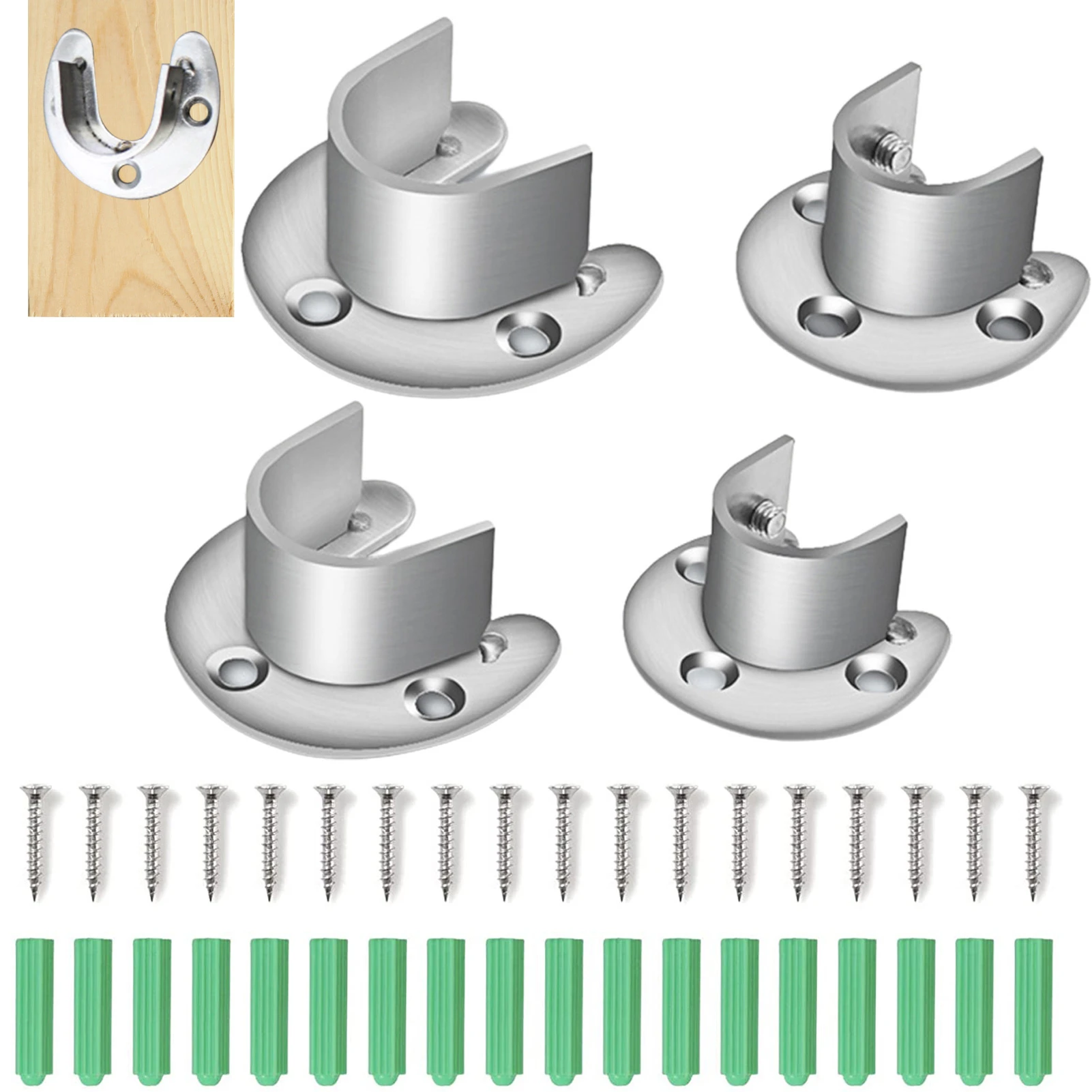 4pcs Closet Rod Bracket 4 Pieces U Bracket Shower Rod Holder With Screws  Heavy Duty Wardrobe Pole Opening Bracket Closet Rod End| | - AliExpress