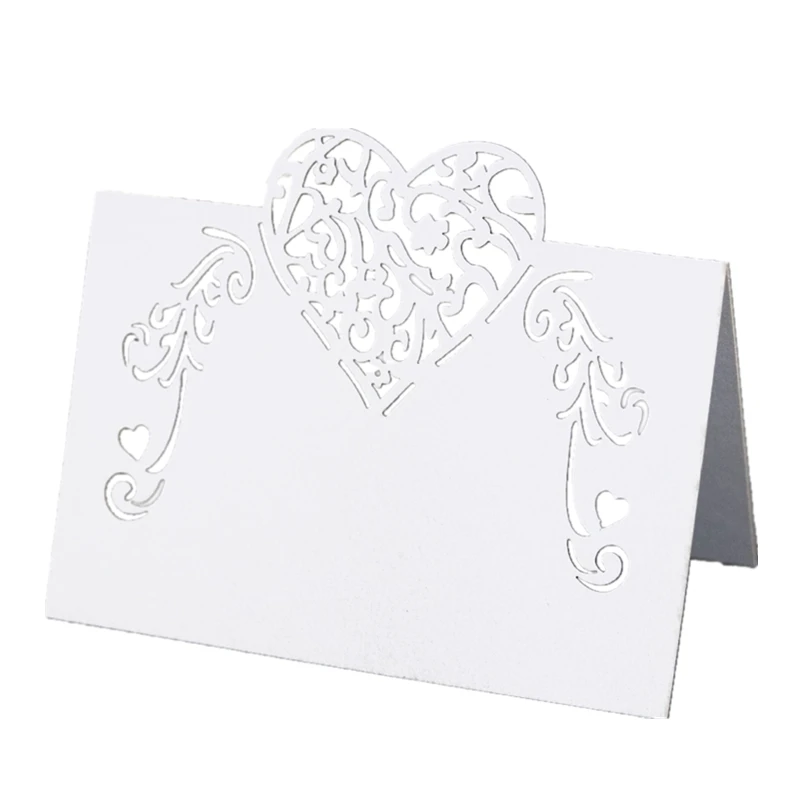 Rose Wedding Name Sign-in Station Card Laser Cut Love Heart Shape Place Cards Party Reception Table Seat Card for Business Desk