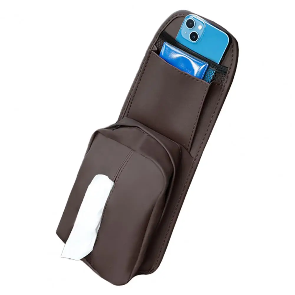 

Durable Large Capacity Easy to Install Auto Seat Side Phone Drink Organizer Faux Leather Seat Side Bag Vehicle Supplies