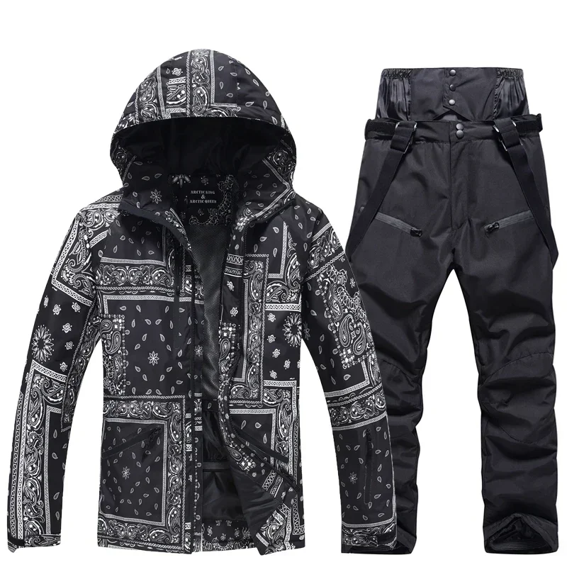 Winter Ski Suit Set Cold Snowboard Men/Women Double Board Hooded Skiing Ski Suit Waterproof Windproof Outdoor Skiing Jacket/Pant 4