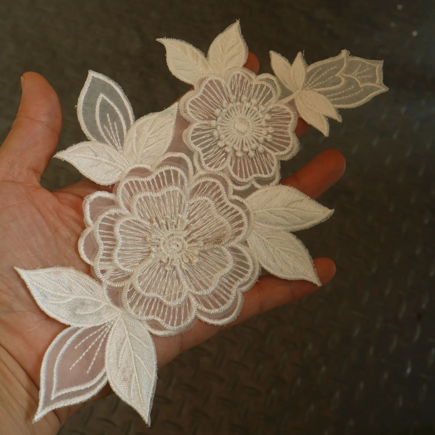 3D Kralen Bloemen Kant Applique Borduren Strass Trim Patches Diy Hals Voor Avond Kostuums Lijfje Prom Jurken (Mint