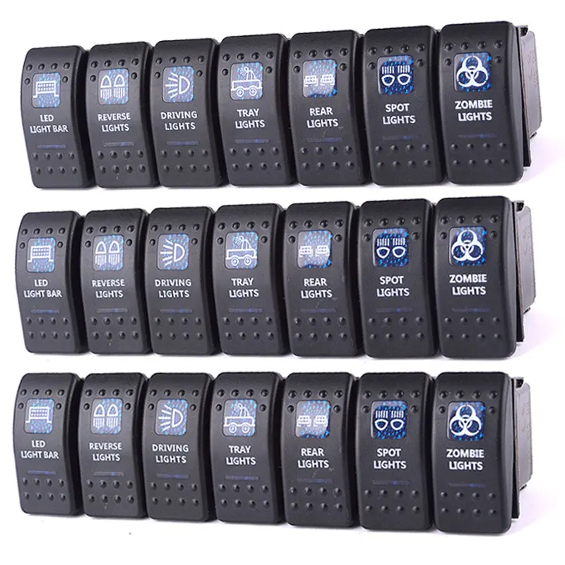 

1PCS 12V 20A Car Light Switch 5Pin Push Rocker Toggle Blue LED Light Switch Bar Spot Light/Tray Light/Zombie Light/Rear Light/Fo