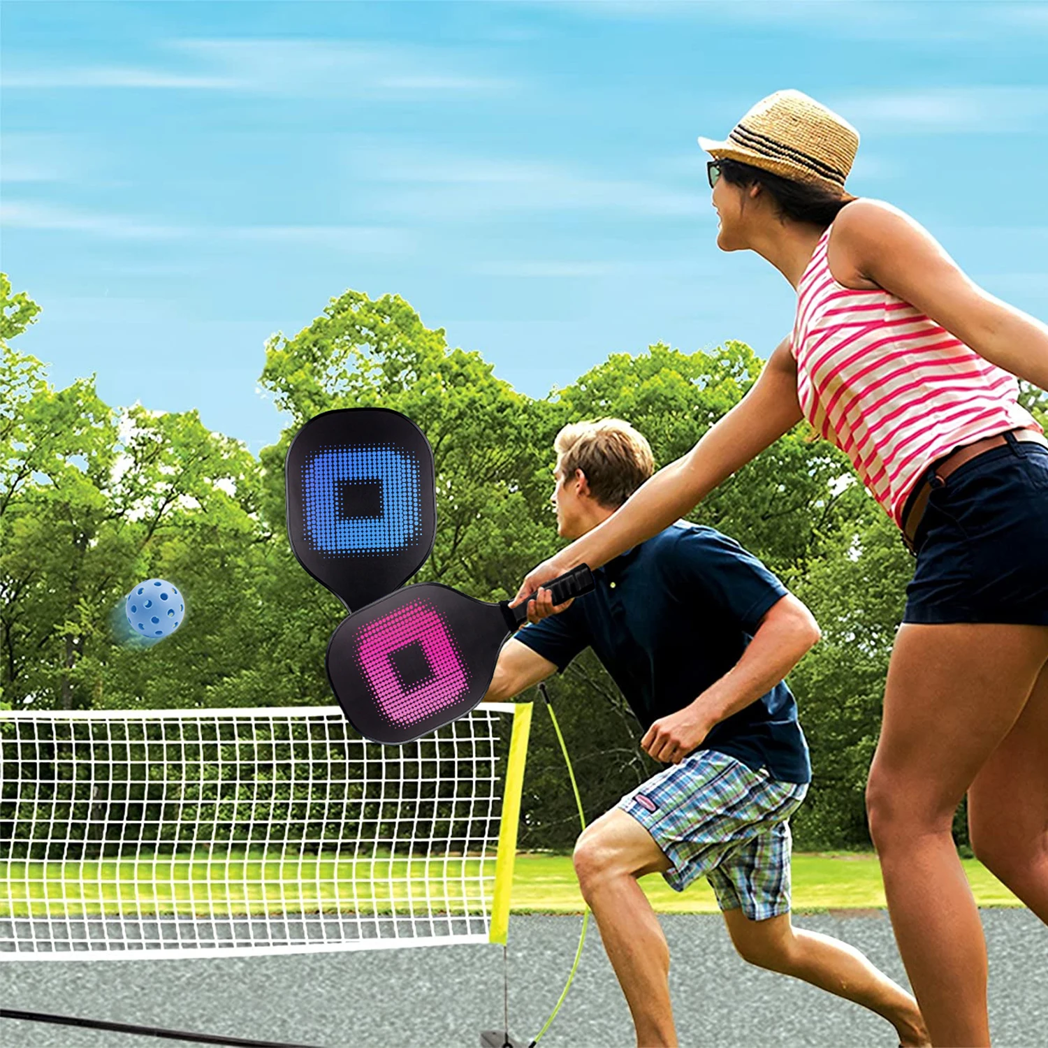 Pickleball Paddles Set with 4 Wood Pickleball Rackets & 4 Balls & Grip Tapes Portable Carry Bag for Indoor/Outdoor Sports