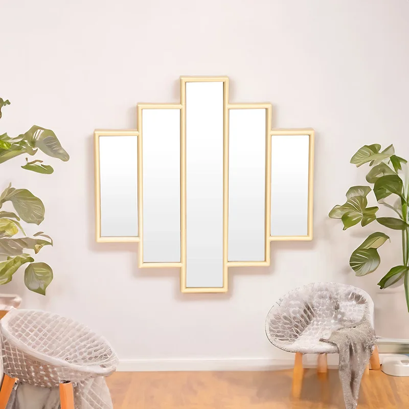 

Irregular long decorative mirror Nordic style creative restaurant background wall combination mirror porch living room decorativ
