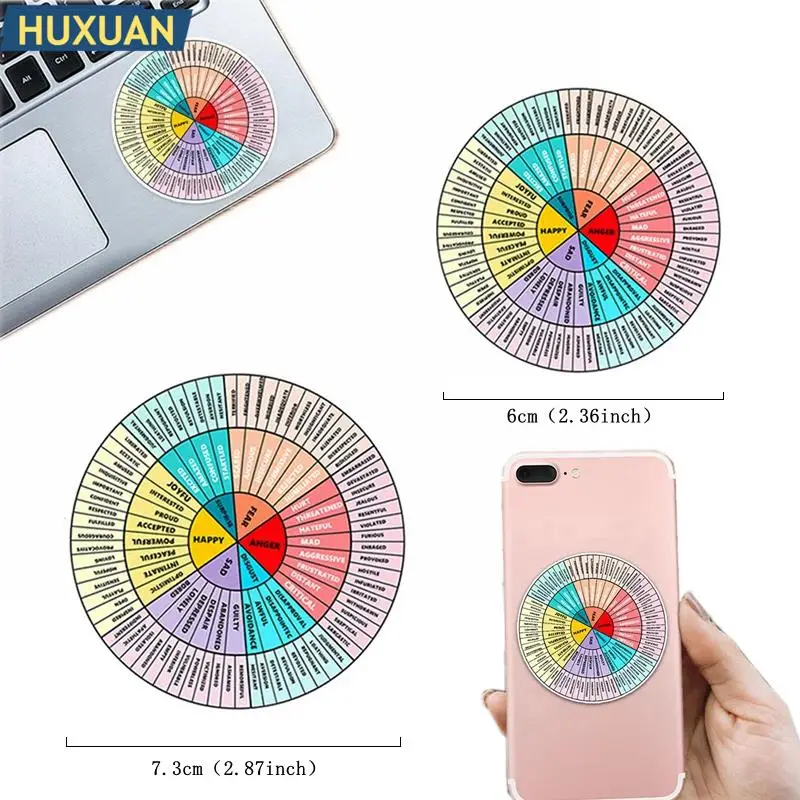 2Pcs Colorful Mood Wheel Sticker Quote Psychology Art Wall Decoration Laptop Scrapbooking Graffiti Decal Mental Emotion Stickers