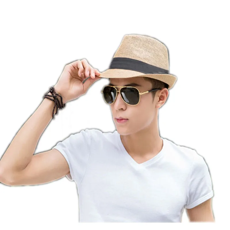 Sun Hat Sun Protection Hat LUCKYLIANJI Parent-Child Kid Child / Men Women Fedora Gangster Cap Beach Sun Straw Panama Hat Choos Size:58cm /54 cm