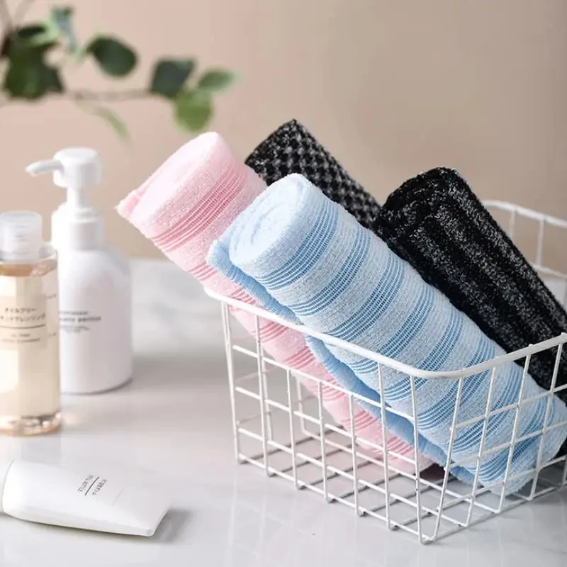 Exfoliating towel Exfoliating Washcloth Back Scrubber for Shower for Men Silver-ion Multi-Function Foam Bath Towel Ultra-Long Exfoliating Towels