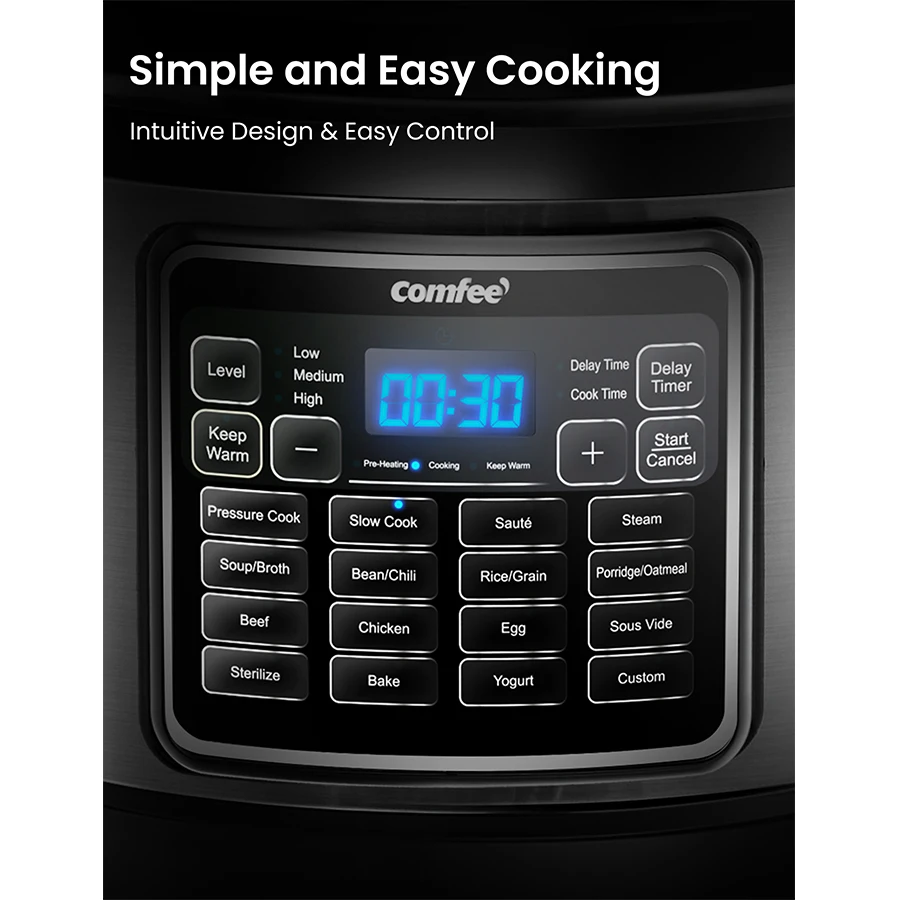 COMFEE’ 16 in 1 Electric Pressure Cooker 8 qt Instant Multi Cooker Olla de Presion Non-Stick Pot Yogurt Maker Slow Rice Cooke 3