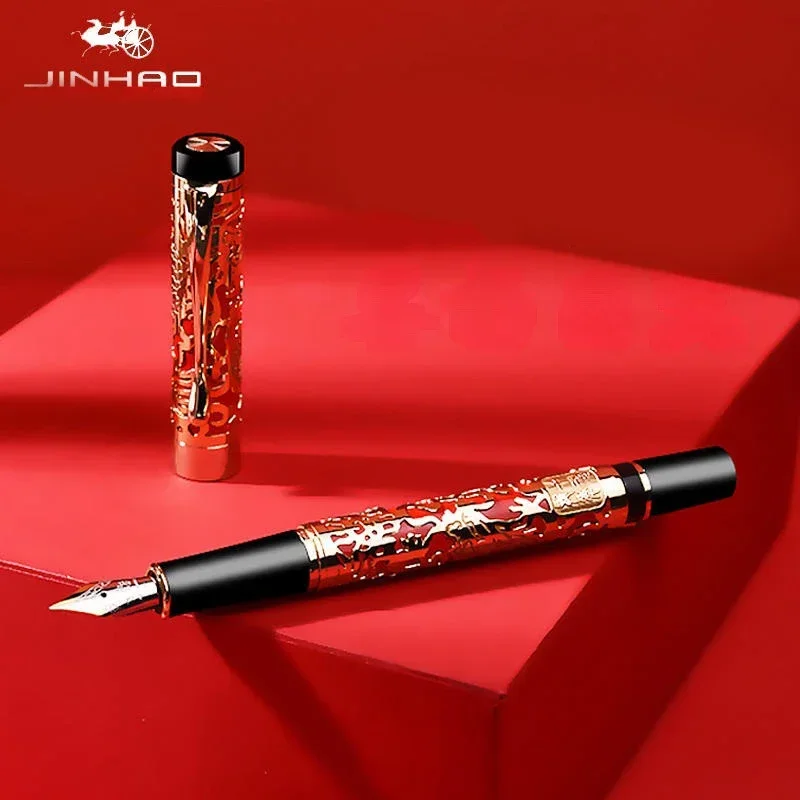 

Jinhao 5000 Vintage Luxury Metal Calligraphy Beautiful Dragon Texture Carving Fountain Pen Stationary Office School Supplies