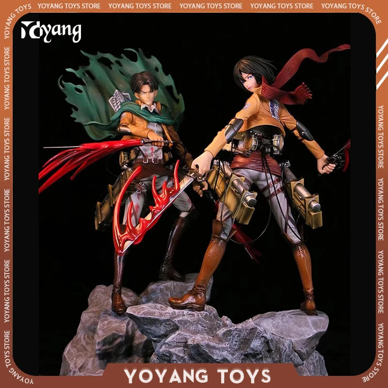 

35cm Attack On Titan Anime Figure Levi Ackerman Battle Duel Action Figurine Two Head Pvc Collectible Models Ornament Toys Gifts